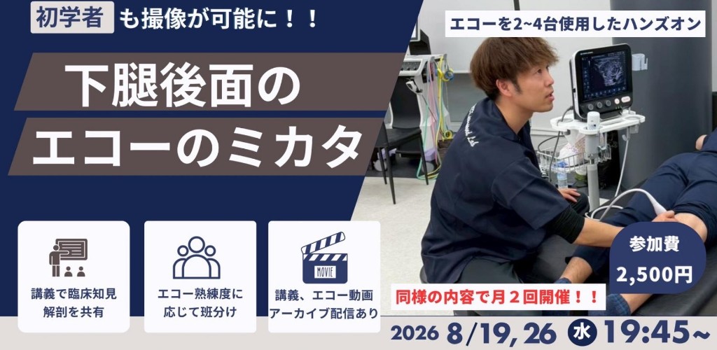 下腿後面のエコーのミカタセミナー（2026年8月19日・26日開催）